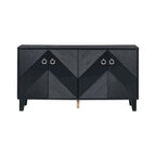 Meuble léger et luxueux orné de motifs géométriques, idéal pour un couloir, une entrée ou un salon.