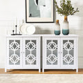 White Pine Wood 35.8 Wide Sideboard Cabinet with Glass Doors (Set of 2)