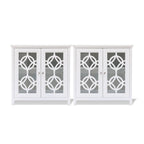Buffet en pin blanc de 35,8 pouces de large avec portes vitrées (ensemble de 2)