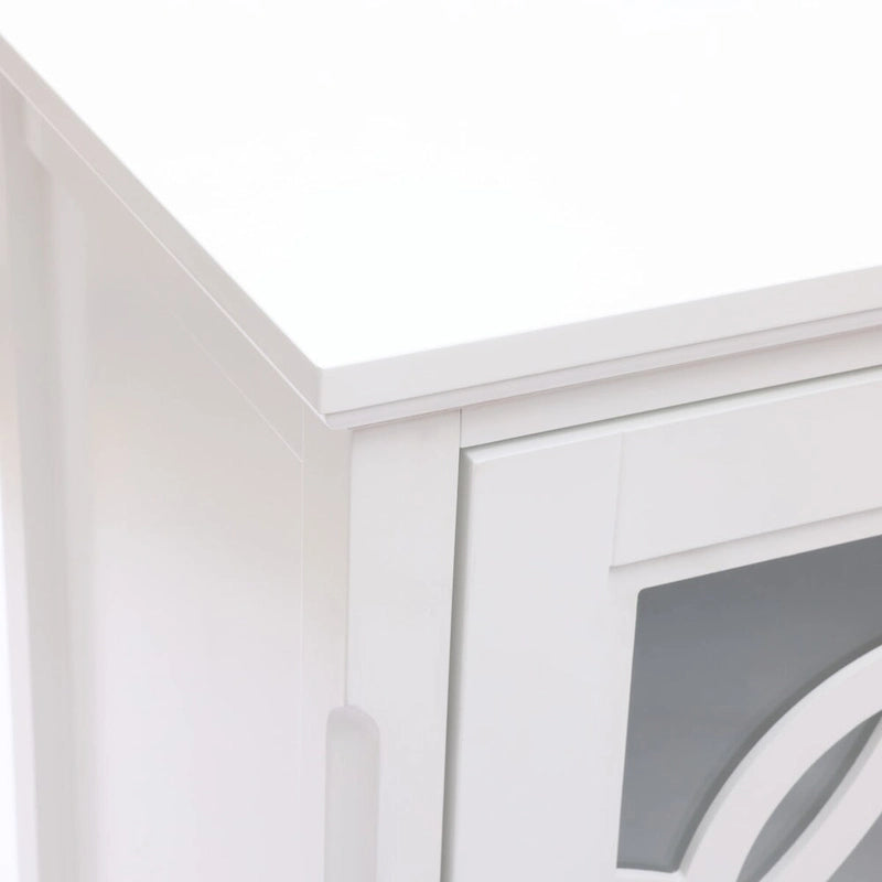 Buffet en pin blanc de 35,8 pouces de large avec portes vitrées (ensemble de 2)