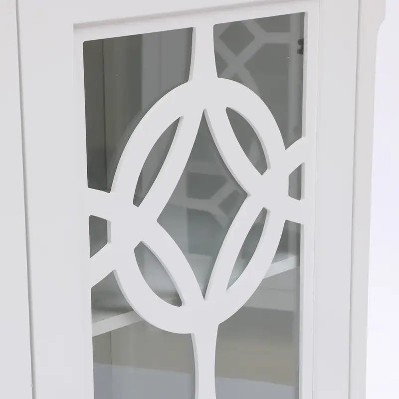 Buffet en pin blanc de 35,8 pouces de large avec portes vitrées (ensemble de 2)