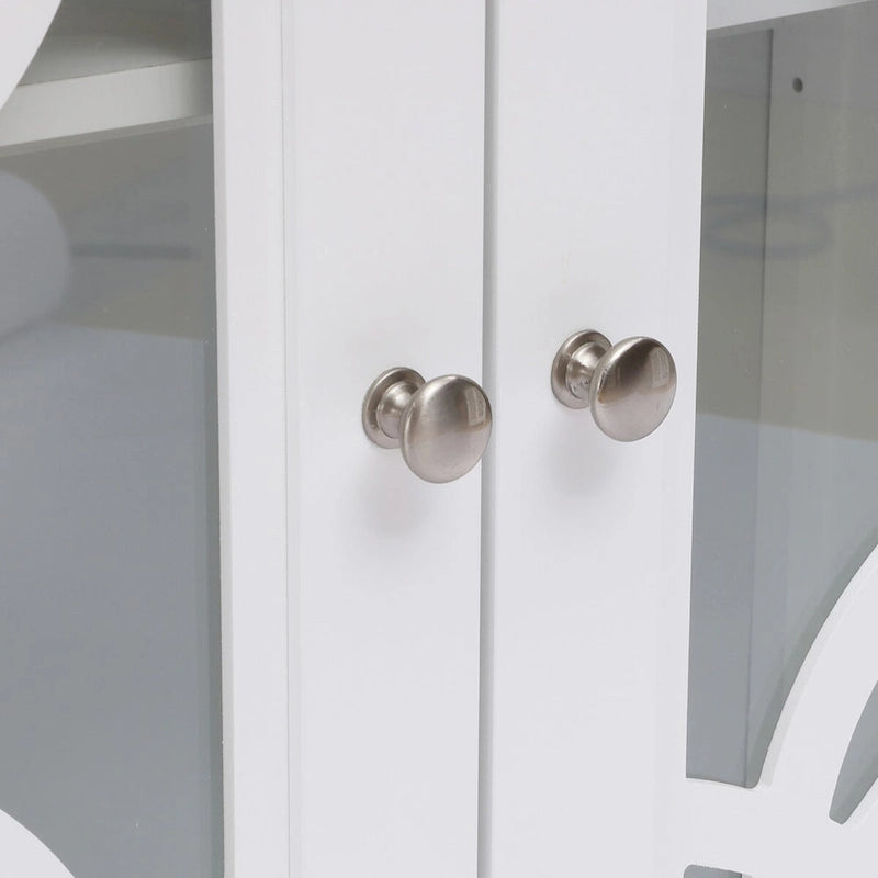 Buffet en pin blanc de 35,8 pouces de large avec portes vitrées (ensemble de 2)