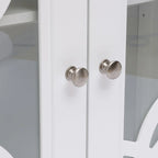 Buffet en pin blanc de 35,8 pouces de large avec portes vitrées (ensemble de 2)