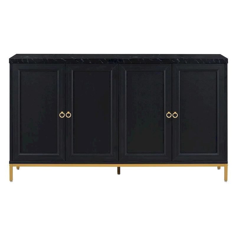 Buffet/vaisselier avec plateau en faux marbre et grand espace de rangement pour salle à manger (59,30 €).