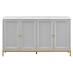 Buffet/vaisselier avec plateau en faux marbre et grand espace de rangement pour salle à manger (59,30 €).