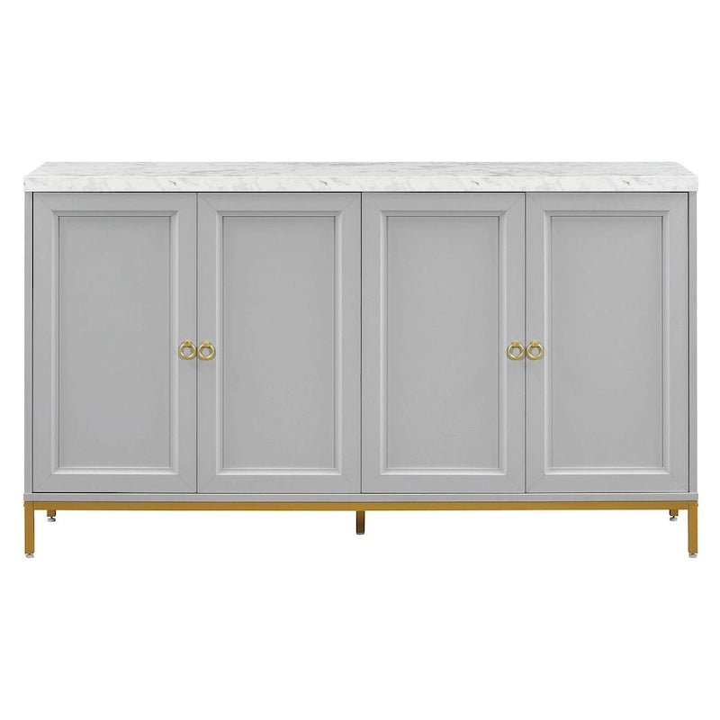 Buffet/vaisselier avec plateau en faux marbre et grand espace de rangement pour salle à manger (59,30 €).