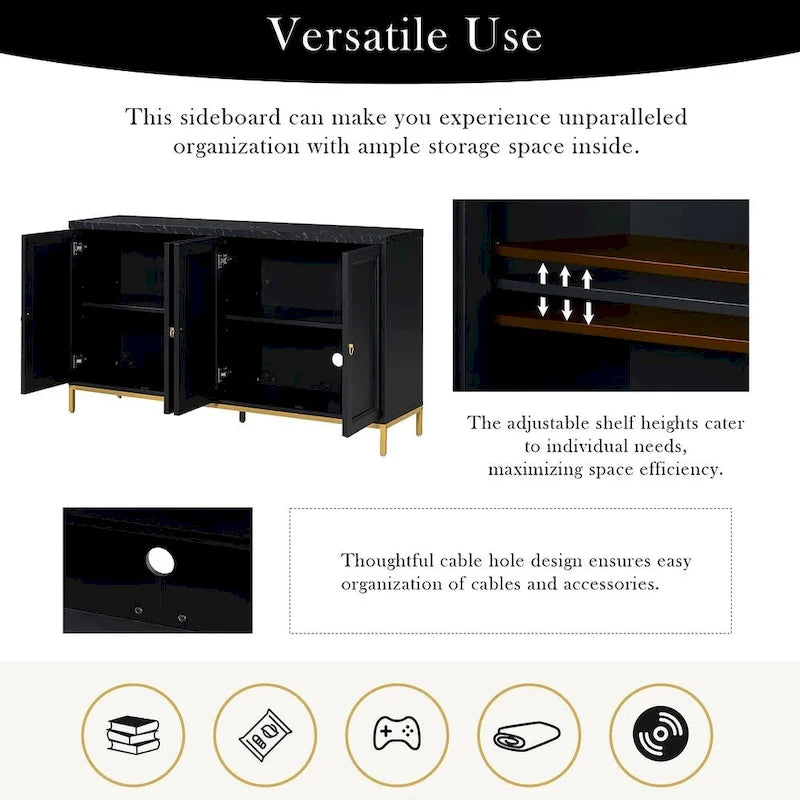 Buffet/vaisselier avec plateau en faux marbre et grand espace de rangement pour salle à manger (59,30 €).