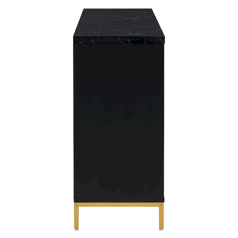 Buffet/vaisselier avec plateau en faux marbre et grand espace de rangement pour salle à manger (59,30 €).