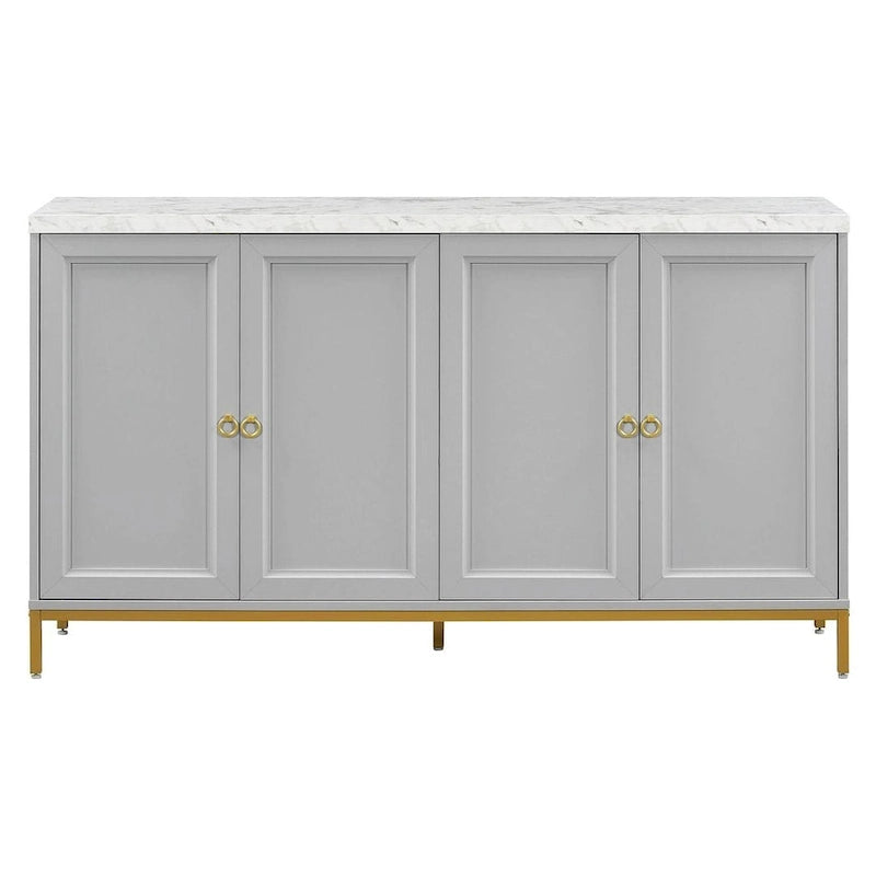 Buffet/vaisselier avec plateau en faux marbre et grand espace de rangement pour salle à manger (59,30 €).