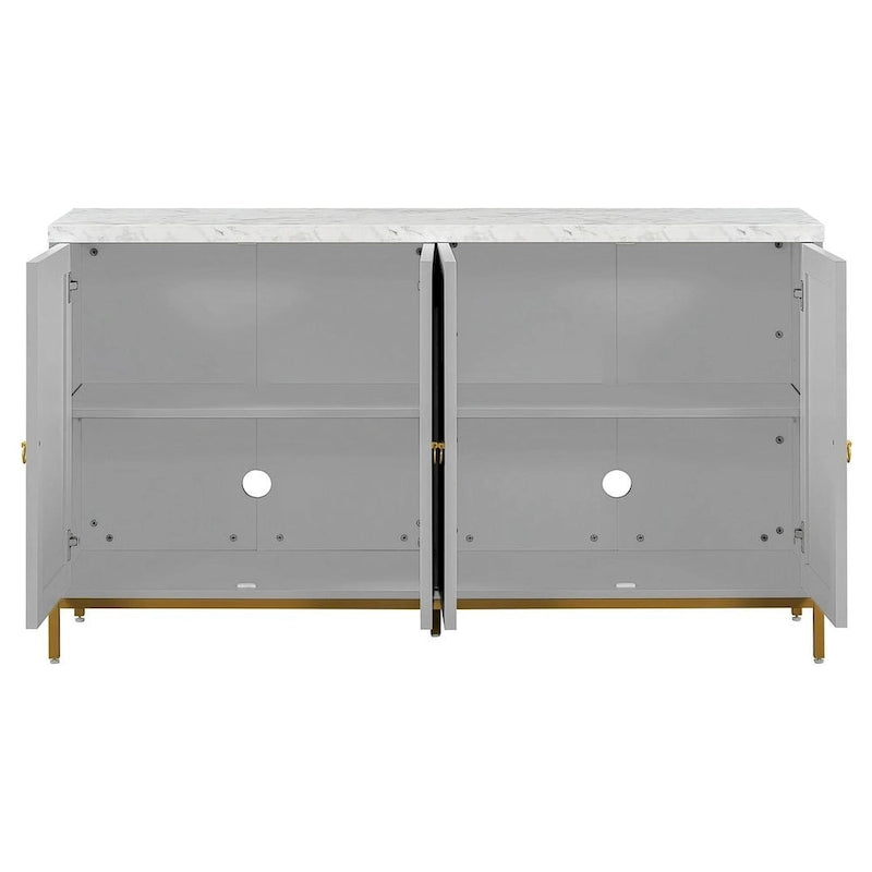 Buffet/vaisselier avec plateau en faux marbre et grand espace de rangement pour salle à manger (59,30 €).