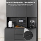Armoire de cuisine autoportante de 74 pouces avec 6 portes, 3 étagères et 2 tiroirs, armoire polyvalente pour la cuisine et le rangement.