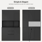Armoire de cuisine autoportante de 74 pouces avec 6 portes, 3 étagères et 2 tiroirs, armoire polyvalente pour la cuisine et le rangement.