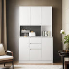 Armoire de cuisine autoportante de 74 pouces avec 6 portes, 3 étagères et 2 tiroirs, armoire polyvalente pour la cuisine et le rangement.