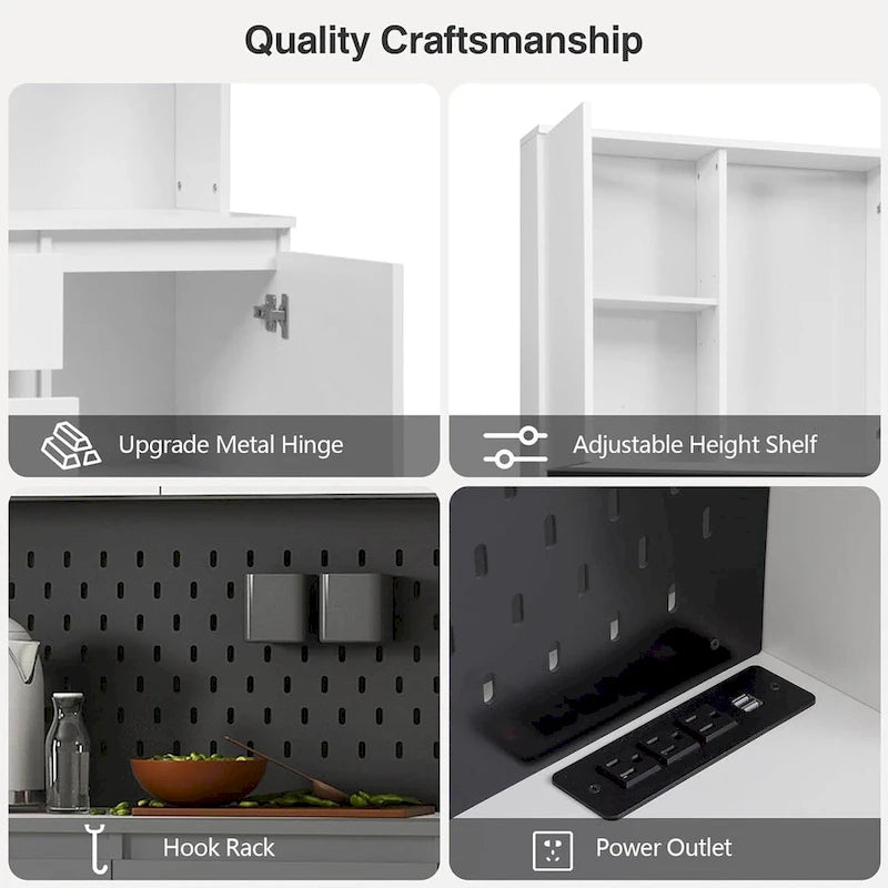 Armoire de cuisine autoportante de 74 pouces avec 6 portes, 3 étagères et 2 tiroirs, armoire polyvalente pour la cuisine et le rangement.
