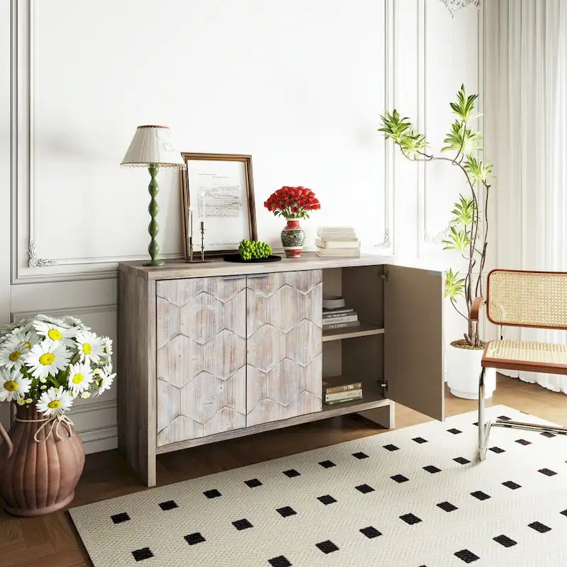 Buffet d'appoint style ferme en bois