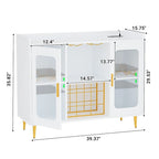 Meuble bar avec prise électrique et éclairage LED, buffet à vin avec casier à bouteilles et à verres.