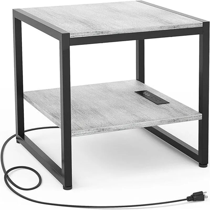 Table d'appoint avec station de recharge - 51 cm (P) x 51 cm (L) x 53 cm (H)