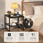 Table d'appoint avec station de recharge - 51 cm (P) x 51 cm (L) x 53 cm (H)