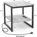 Table d'appoint avec station de recharge - 51 cm (P) x 51 cm (L) x 53 cm (H)