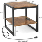 Table d'appoint avec station de recharge - 51 cm (P) x 51 cm (L) x 53 cm (H)