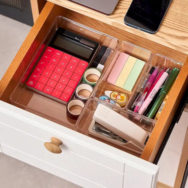 Ensemble de rangements transparents pour tiroirs de bureau