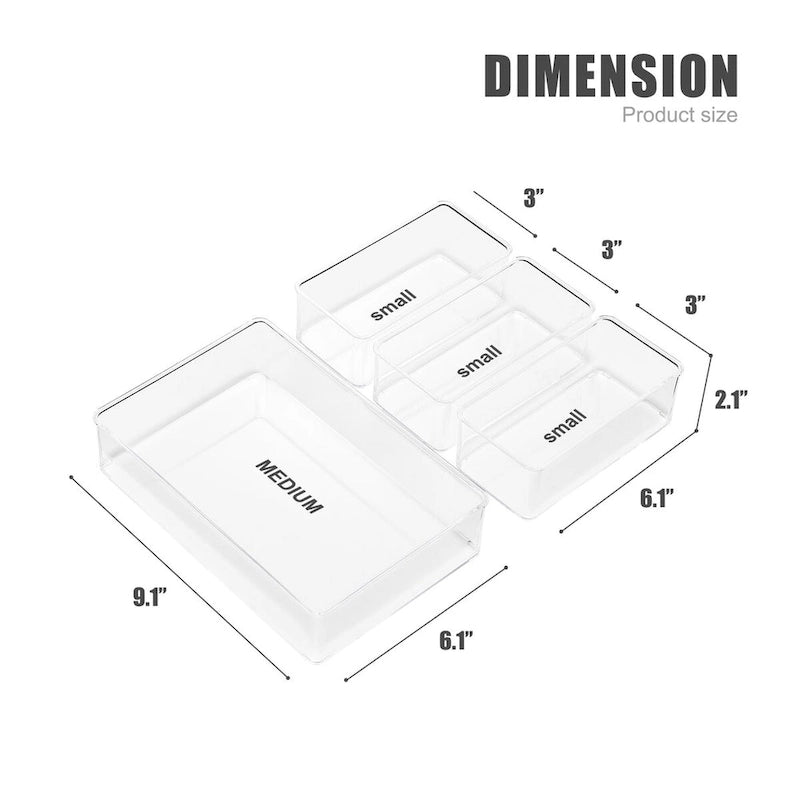 Ensemble de rangements transparents pour tiroirs de bureau