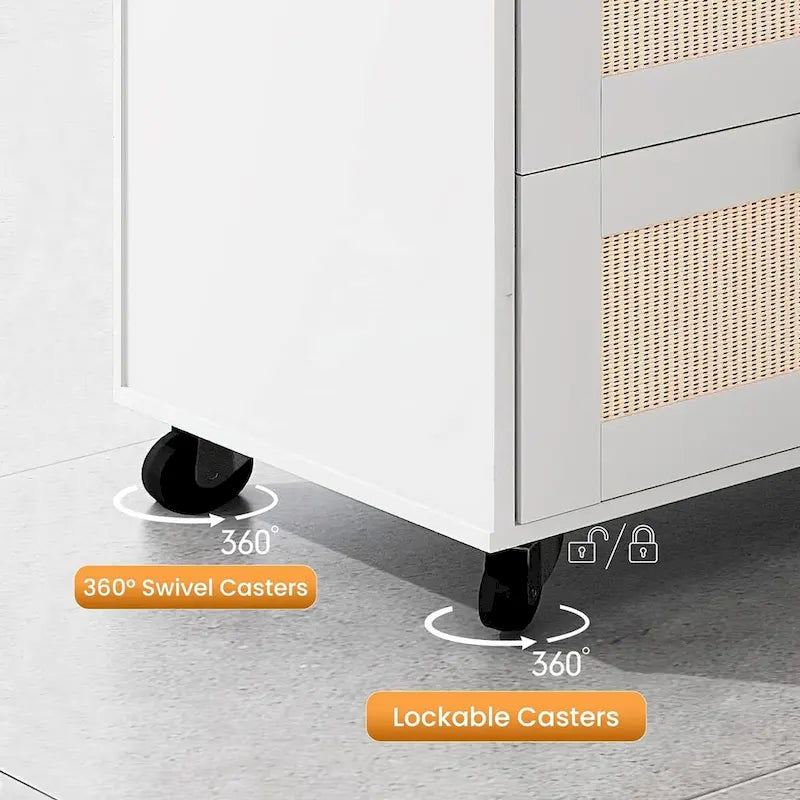 Classeur à tiroirs avec serrure, armoire de rangement mobile latérale pour bureau à domicile avec étagères de rangement ouvertes