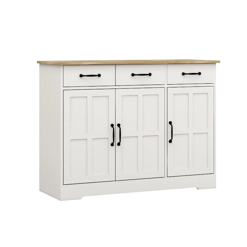 Buffet de style campagnard avec 3 tiroirs et 3 portes