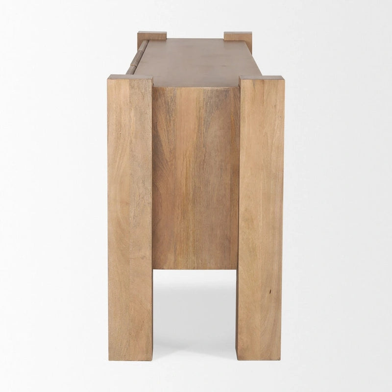 Buffet Beth en bois brun clair avec 3 portes - 74,5 cm (L) x 20 cm (l) x 33 cm (H)