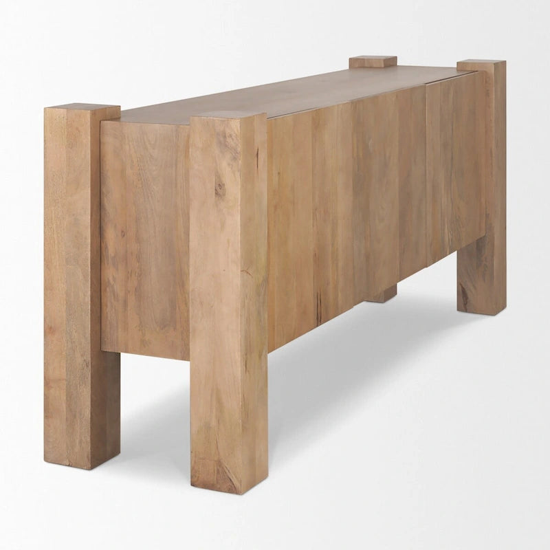 Buffet Beth en bois brun clair avec 3 portes - 74,5 cm (L) x 20 cm (l) x 33 cm (H)