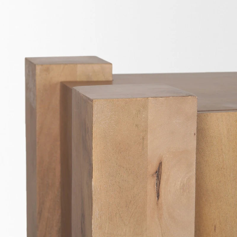 Buffet Beth en bois brun clair avec 3 portes - 74,5 cm (L) x 20 cm (l) x 33 cm (H)