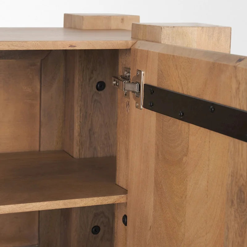 Buffet Beth en bois brun clair avec 3 portes - 74,5 cm (L) x 20 cm (l) x 33 cm (H)