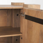 Buffet Beth en bois brun clair avec 3 portes - 74,5 cm (L) x 20 cm (l) x 33 cm (H)