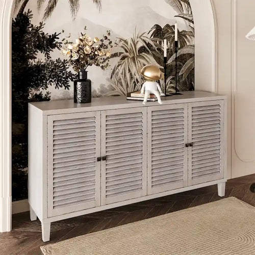Buffet/meuble de service en bois à 4 portes persiennes