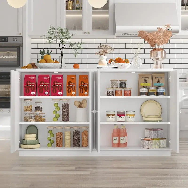 Buffet blanc avec de nombreux compartiments de rangement pour la maison moderne - 63