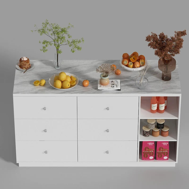 Buffet blanc avec de nombreux compartiments de rangement pour la maison moderne - 63