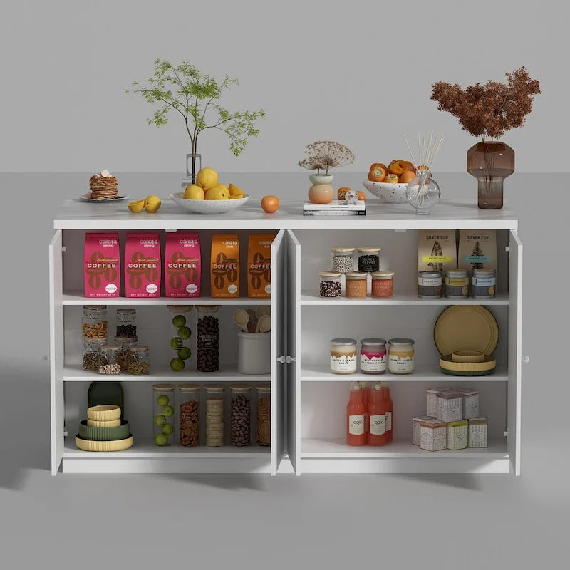 Buffet blanc avec de nombreux compartiments de rangement pour la maison moderne - 63