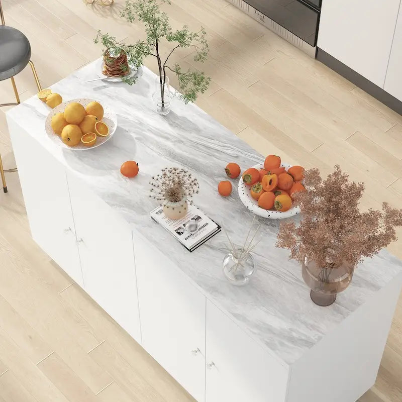 Buffet blanc avec de nombreux compartiments de rangement pour la maison moderne - 63