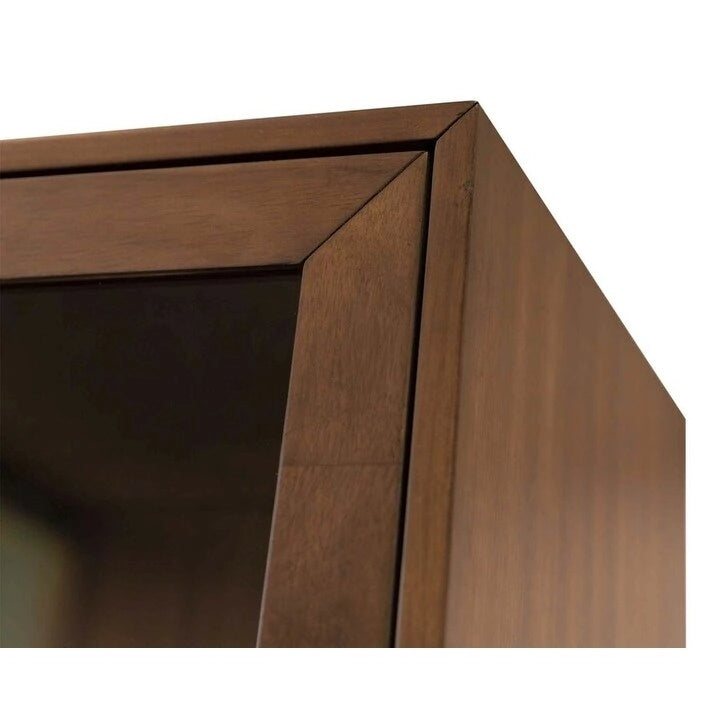 Bibliothèque/vitrine à porte vitrée style moderne du milieu du siècle, bibliothèque/vitrine de bureau, bibliothèque/vitrine d'appoint, marron