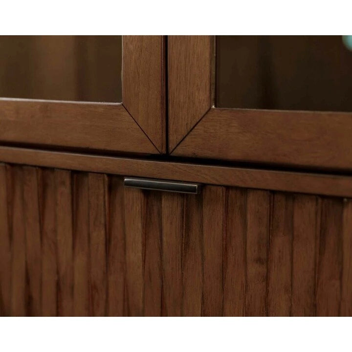 Bibliothèque/vitrine à porte vitrée style moderne du milieu du siècle, bibliothèque/vitrine de bureau, bibliothèque/vitrine d'appoint, marron