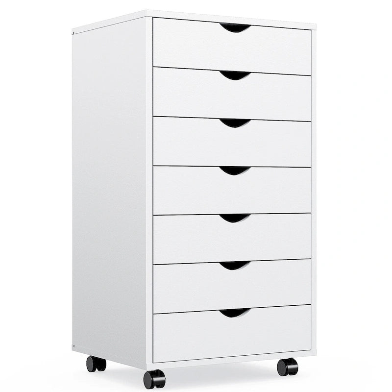 Commode Sweetcrispy à 7 tiroirs - Meuble de rangement à roulettes en bois avec tiroirs de rangement mobiles pour bureau