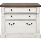 Classeur latéral rustique en bois avec tiroir verrouillable pour dossiers Légal/Lettre, armoire de rangement, blanc