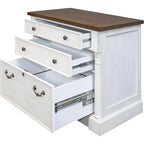 Classeur latéral rustique en bois avec tiroir verrouillable pour dossiers Légal/Lettre, armoire de rangement, blanc