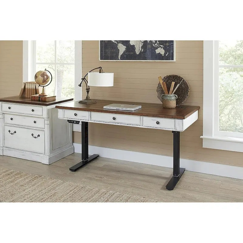 Classeur latéral rustique en bois avec tiroir verrouillable pour dossiers Légal/Lettre, armoire de rangement, blanc