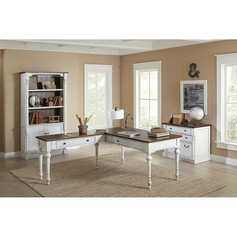 Classeur latéral rustique en bois avec tiroir verrouillable pour dossiers Légal/Lettre, armoire de rangement, blanc