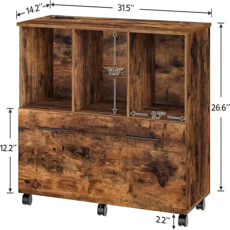 Classeur latéral mobile avec station de recharge - 14,2 P x 31,5 L x 26,6 H