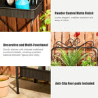 Étagère à plantes Glitzhome 68H à 3 niveaux en métal noir, support de cuisine multifonctionnel pour l'intérieur et l'extérieur.