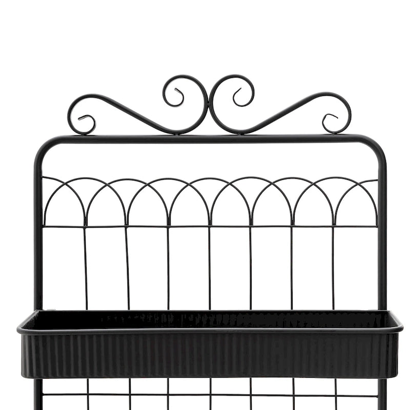 Étagère à plantes Glitzhome 68H à 3 niveaux en métal noir, support de cuisine multifonctionnel pour l'intérieur et l'extérieur.