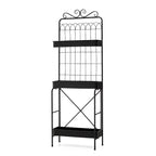 Étagère à plantes Glitzhome 68H à 3 niveaux en métal noir, support de cuisine multifonctionnel pour l'intérieur et l'extérieur.