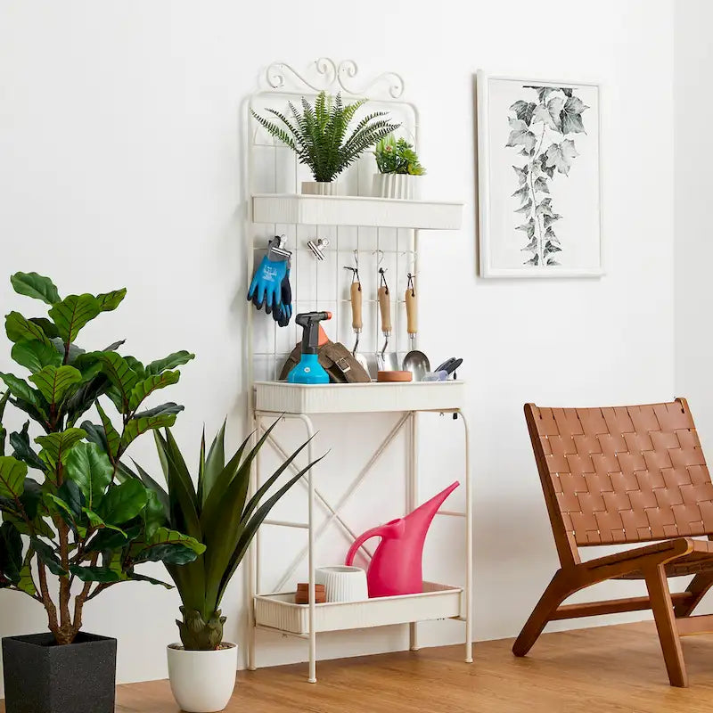 Étagère à plantes Glitzhome 68H à 3 niveaux en métal noir, support de cuisine multifonctionnel pour l'intérieur et l'extérieur.